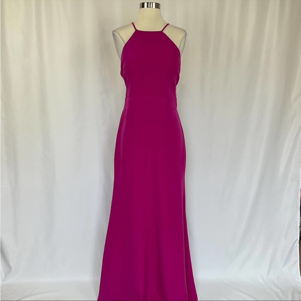 Laundry by Shelli Segal Women's Formal Dress Size 12 Pink Cutout Back Long Gown